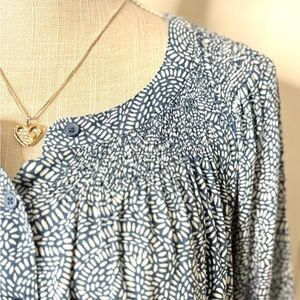Croft & Barrow Boho Top Paisley Smocked Neckline Size 2x